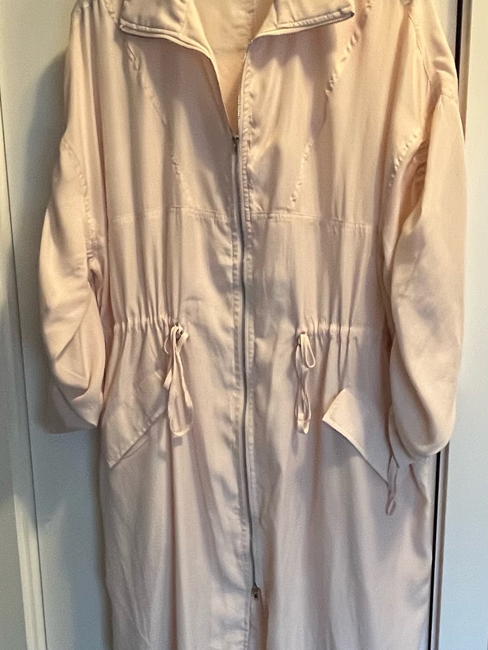 Madeline Light Pink Drawstring Trench Coat